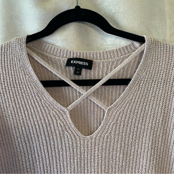 Express Women’s Lilac Cross Detail Sweater Size Medium - Picture 2 of 6